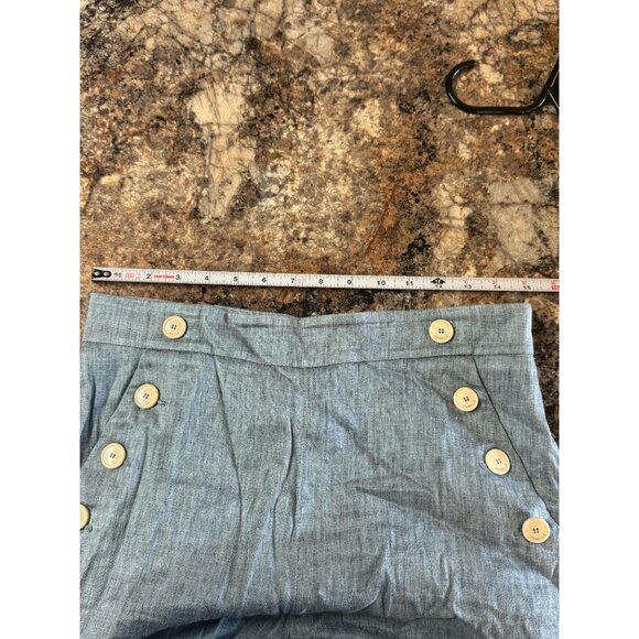 MARELLA Addetto Straight-fit Cropped Pants High Rise Linen-blend Blue Sz 8 R1 - Picture 6 of 8